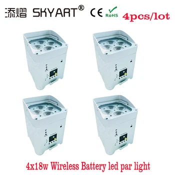 

Free shipping DJ Wedding par can 4x18w RGBWA+UV 6color remote control withApp battery powered wireless dmx uplighting