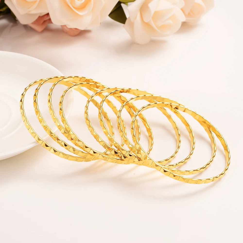 24K Ethiopian Gold Dubai Bangle for Women men Wedding Bride Bracelets Gold Color Jewelry Middle East African Bride party Gifts bangle bracelet