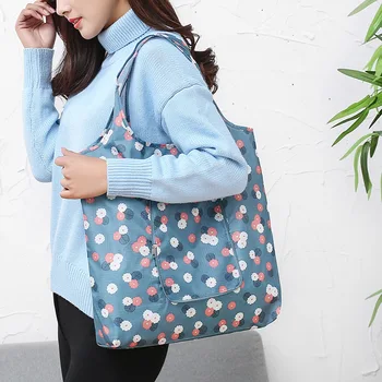 

Printing Eco Foldable Shopping Bag Oxford Reusable Handbag Convenient Large-capacity Handy Storage Pouch Recycle Grocery Tote