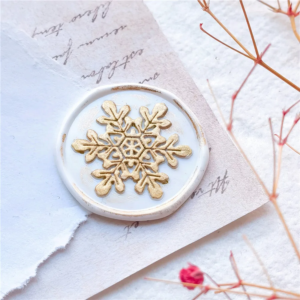 Stamps Seal Wax Retro Merry Christmas Snowflake Copper Brass Head DIY Scrapbooking Wax Sealing Stamp Envelope Decoration wax seal stamp