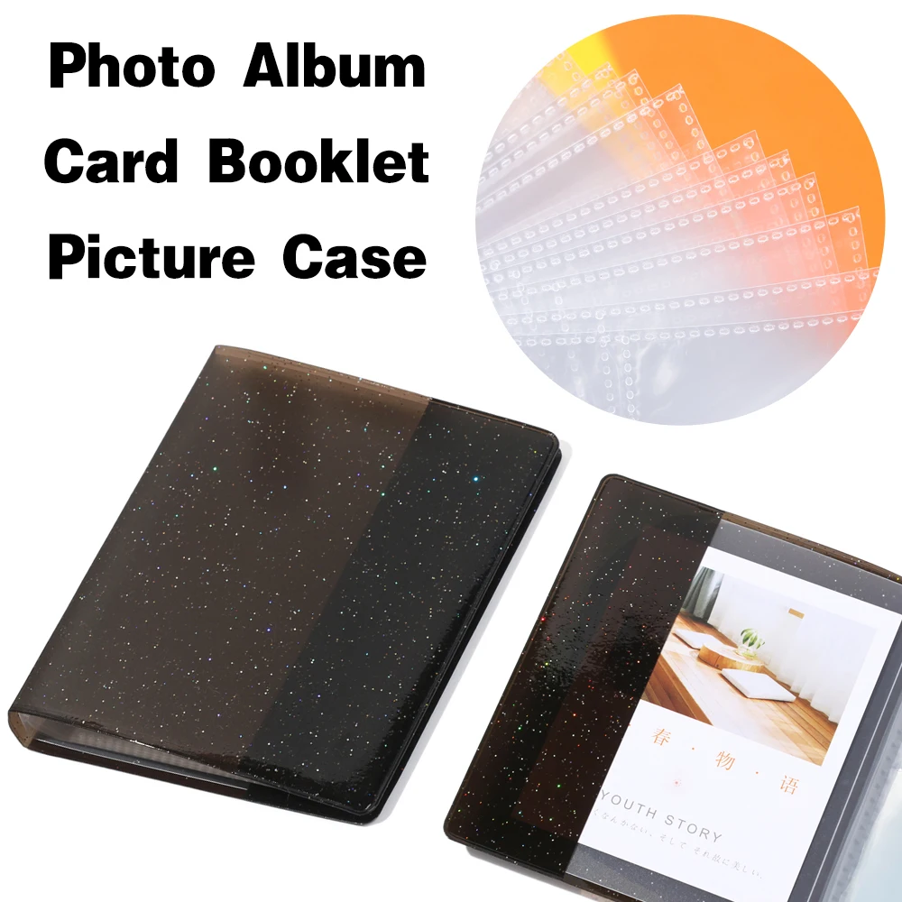 64 bolsillos de gran capacidad Mini PVC álbum de fotos tarjetas carpetas álbumes con Bling funda transparente colección tarjeta folleto