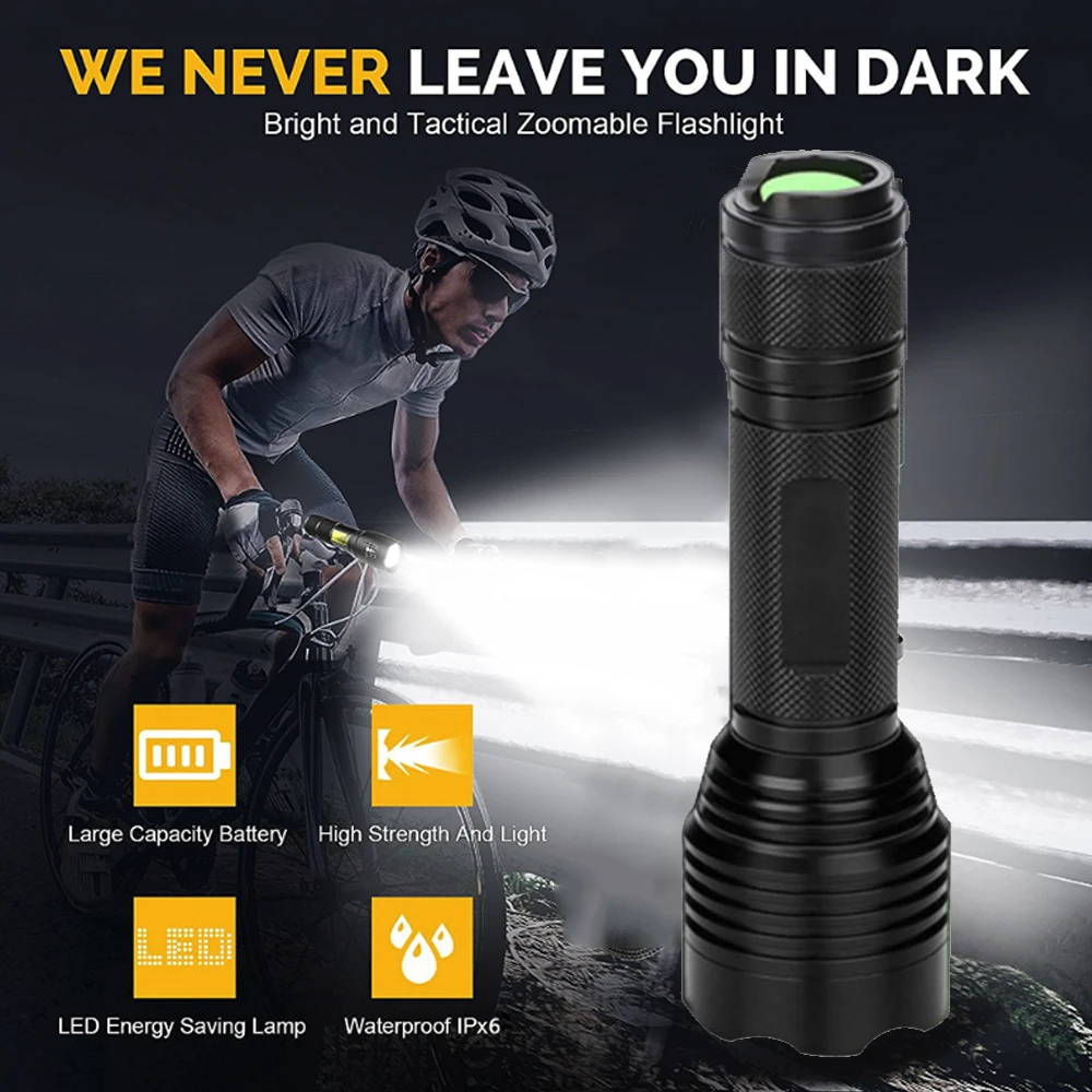 Glare Portable and Convenient Strong T6 LED 18650 Lithium Battery Flashlight Outdoor Searchlight