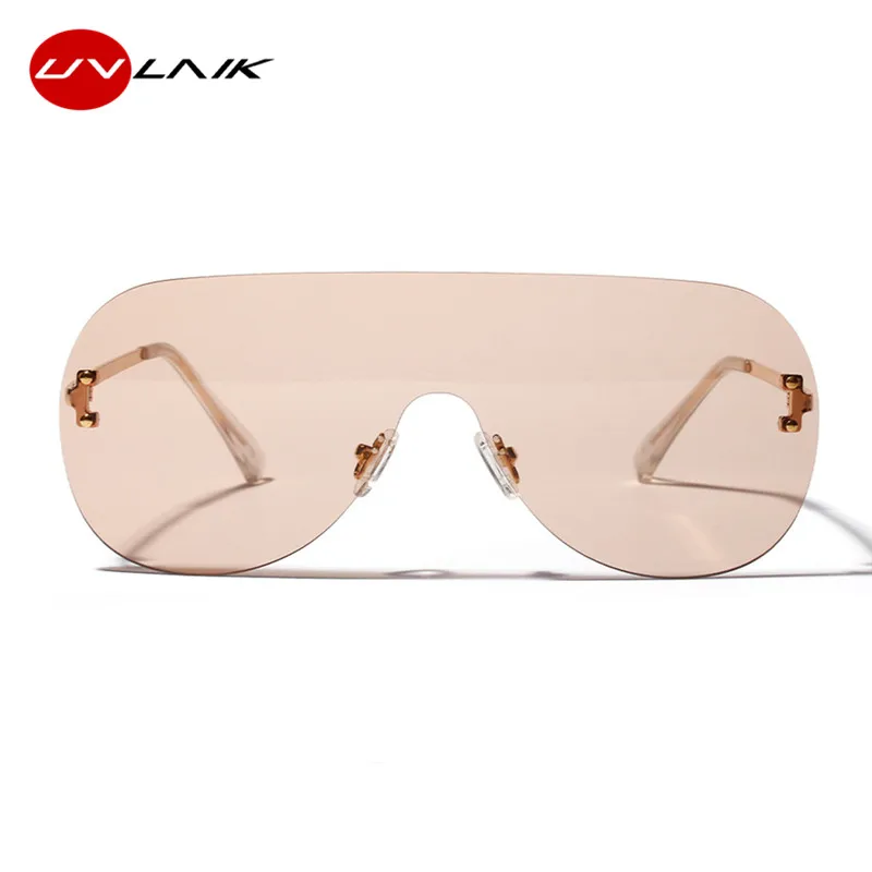 UVLAIK, негабаритные солнцезащитные очки без оправы, женские винтажные Роскошные брендовые дизайнерские солнцезащитные очки, женские красные очки с большой оправой, UV400