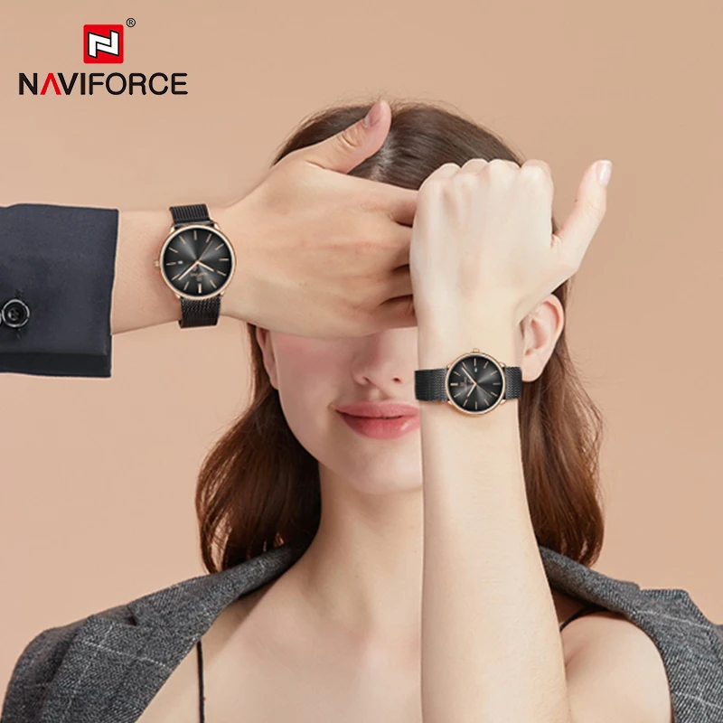 Роскошные часы для влюбленных NAVIFORCE для мужчин и женщин, простые повседневные кварцевые наручные часы, водонепроницаемые часы, пара часов, подарки