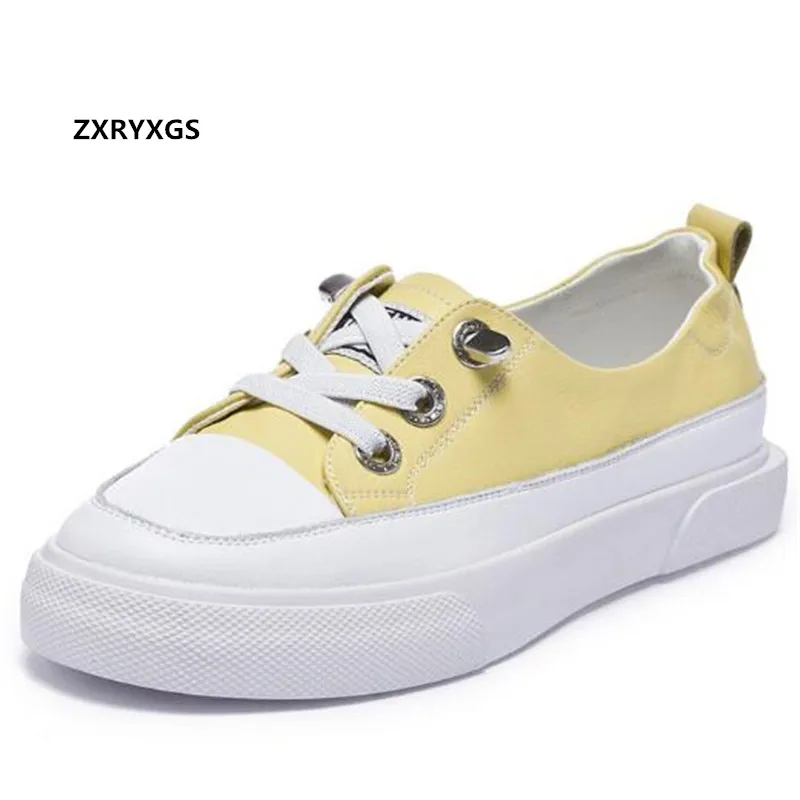Promotion New Fashion Women Sneakers Trendy Shoes 2021 Spring Comfort Soft Sole Flat Casual Genuine Leather |
