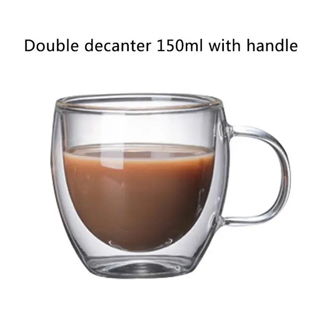 Coffee glass 150 ml Прозрачная стеклянная чашка для кофе, молока, виски, чая, пива, двойная креативная термостойкая для здоровья и защиты окружающей среды - Цвет: Coffee glass 150 ml