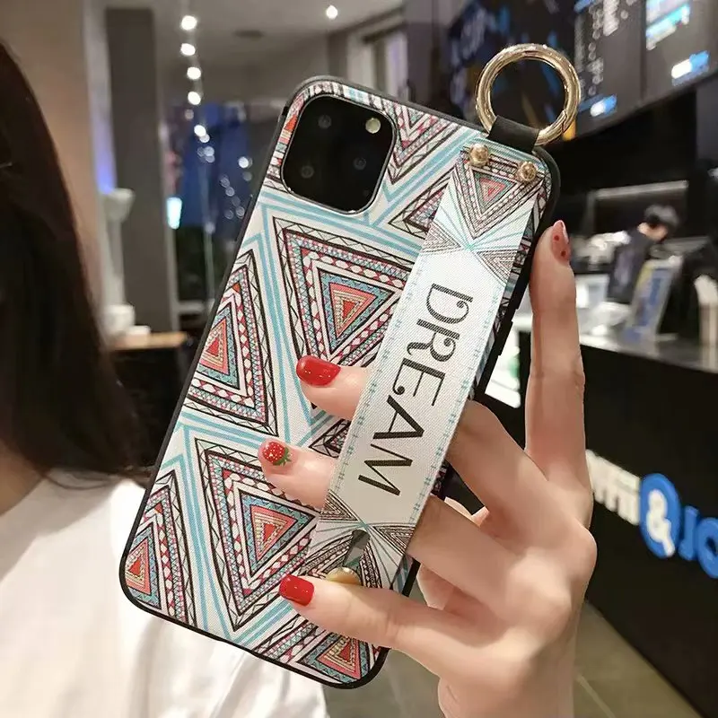 11 Ремешок для запястья чехол для iphone X Xs max XR 11 Pro Max Мягкий ТПУ чехол-держатель для телефона для iphone 7 8 6 6s plus - Цвет: 11