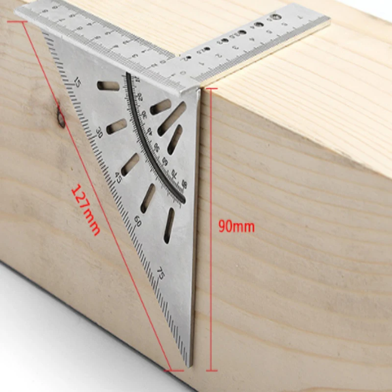 Updated Woodworking Ruler Square Layout Miter Triangle Ruler 45 Degree 90 Degree Metric Gauge toohr Measure tool