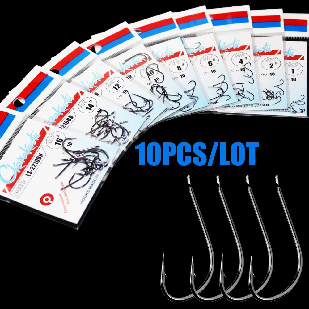 10pcs/lot black Maruseigo Hook 1#-18# No Ring Carp Fishing Hooks