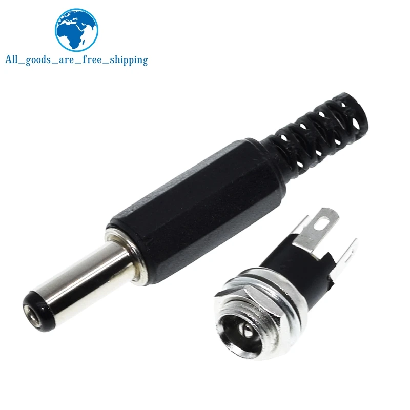 Prise Jack DC Mâle Panneau 5.5x2.1/2.5mm – Connecteur D'alimentation Métal Noir Pour Montage Sur Face Avant