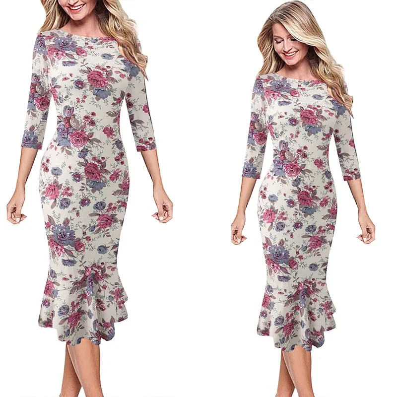 Beige Pink Gray Vfemage женские элегантные винтажные весенние осенние Pinup офисные деловые повседневные Коктейльные Вечерние облегающие платья Русалка 2787 - Цвет: Beige Pink Gray