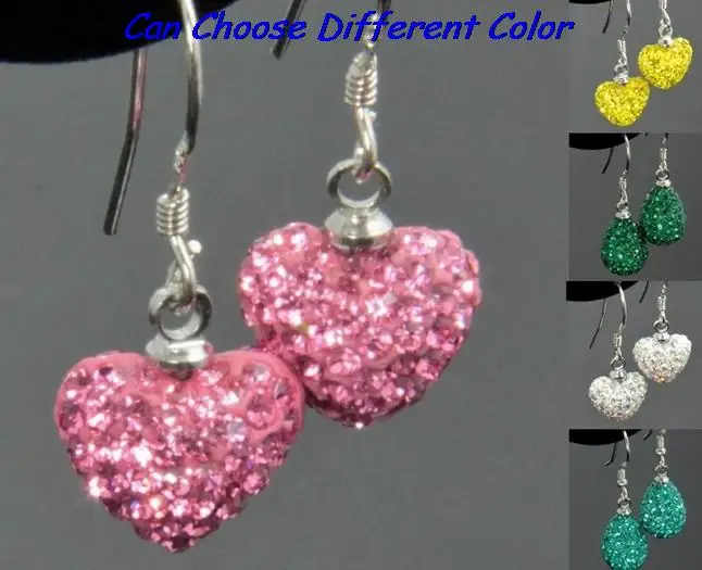 

mix multicolor ne35dal mixed Silver Plated Beads Gradient Heart earrings micro pave drop earring crystal
