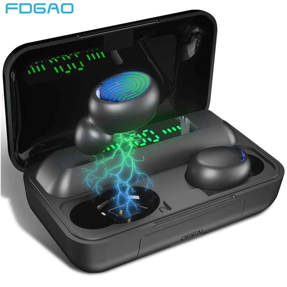 

Wireless Headphones TWS Bluetooth 5.0 Earbuds Noise Cancelling Headset with Charging Case LED Display Waterproof Sports Earphone