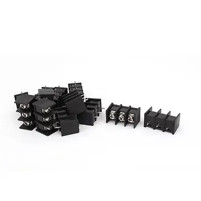 

300V 20A ZB45 3P 3 Position 8mm Pitch Screw Terminal Barrier Blocks Black 12pcs