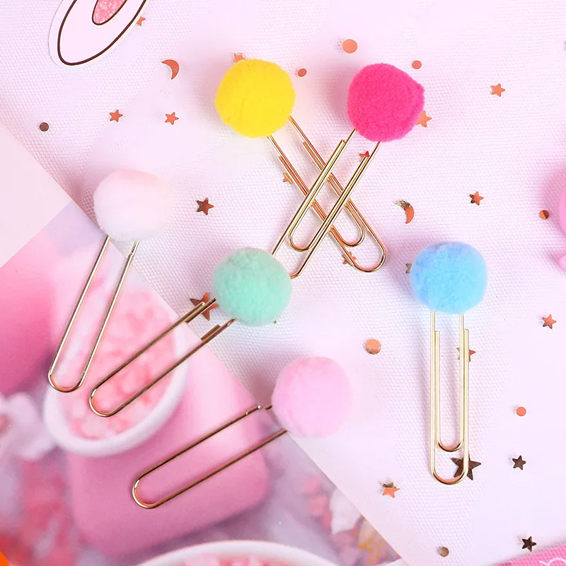 6 шт. милый Kawaii Rilakkuma серия плюшевая Закладка шарик для зажимы книг Блокнот зажим