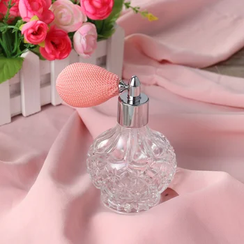 

1pc Vintage Delicate Glass Perfume Aftershave Container Short Spray Atomizer Bottle