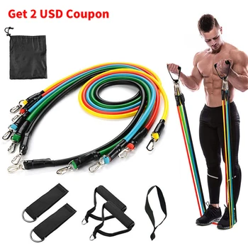 

11pcs/set 1.2 Meter Resistance Bands Pull Rope Fitness Exercises Latex Tubes Pedal Excerciser Body Training Workout Yoga Elastic