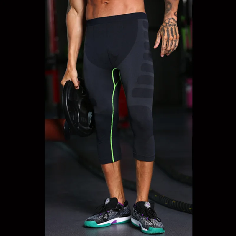 

New Style Men Fitness Slim Legs Soft Reduction Comfortable Breathable Quick-Dry Tight-Fit Capri Athletic Pants Ma08