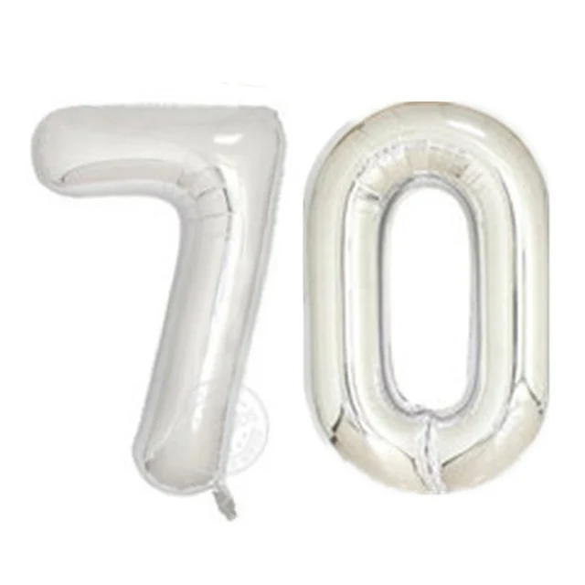 silver 70 2 шт., 30 Вт, 40 дюймов розовое золото Фольга воздушные шары для взрослых 30th День рождения Юбилей, 16, 18, 20, 25 60 золотистый цифра серебряные украшения Globos - Цвет: silver 70