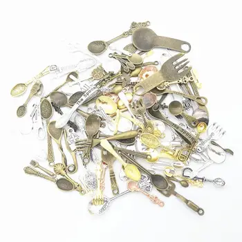 

Hot sale 100g zinc alloy metal mixed Spoon pendant antique bronze bracelet necklace DIY jewelry crafts wholesale accesso