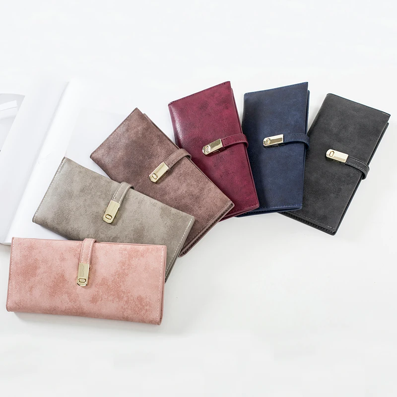 New women's wallet elegant simple female long clutch bag exquisite western retro solid color wallet