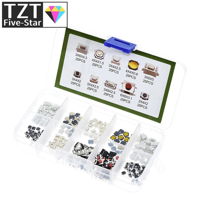 250 Stücke 10-Typen Taktile Druckschalter Auto Fernbedienung Schlüssel Taste Touch Mikroschalter – Detail 5