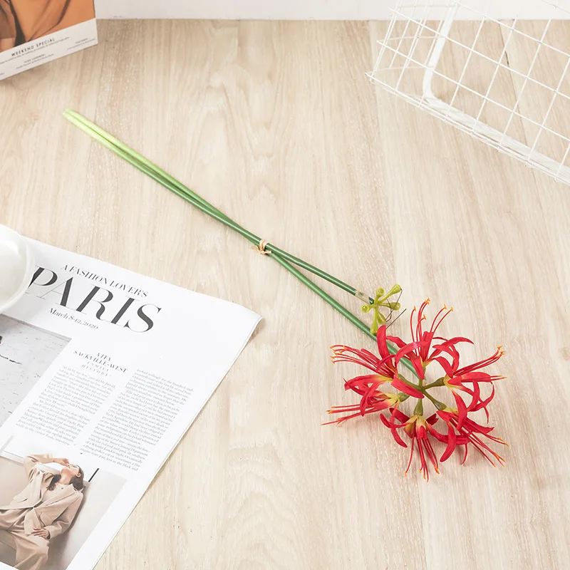 1PC Beautiful Red Spider Lily Stems Artificial Higan Flower Long Branch for  Wedding Home Garden Outdoor Decor Flores Photography - AliExpress 15
