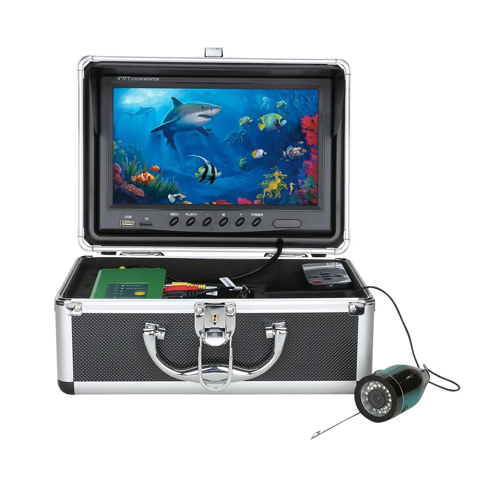 9"DVR 30M 1000TVL Fish Finder Underwater Fishing Camera 15pcs White LED+15pcs IR 