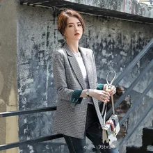 ^#Cheap Professional wear jacket autumn and winter new houndstooth suit jacket female OL temperament long sleeve small suit ^#Cheap Professional wear jacket autumn and winter new houndstooth suit jacket female OL temperament long sleeve small suit