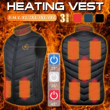 

Heated Vest Jacket 8 Heating Zones USB Men Winter Electrical Heated Sleevless Jacket Travel Outdoor Waistcoat for Outdoor Motorc