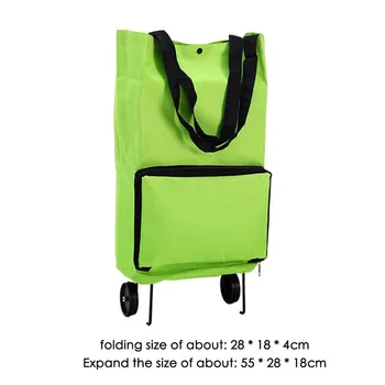 

Vogvigo Portable Shopping Trolley Bag with Wheels Foldable Cart Roll Grocery Green Shopping Bag Folding Handbags Shopping Bag