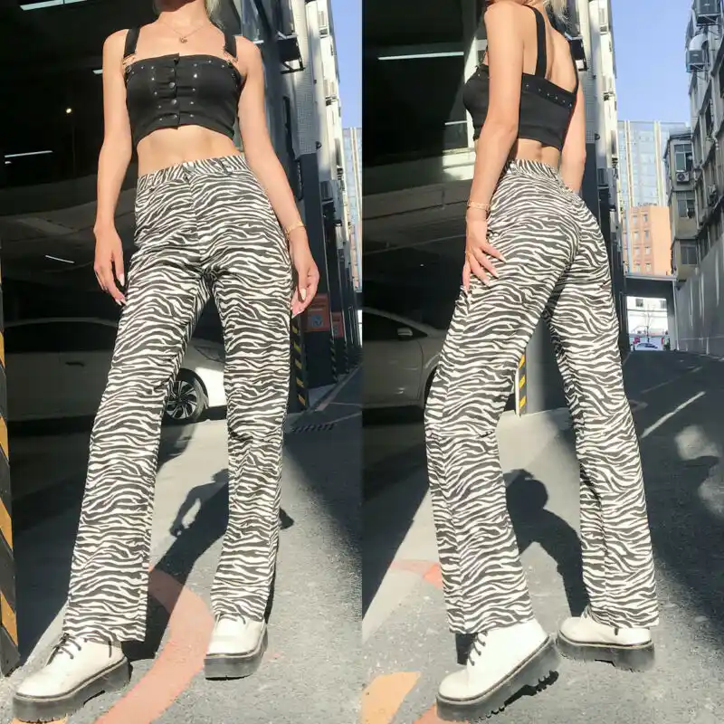 zebra flare pants