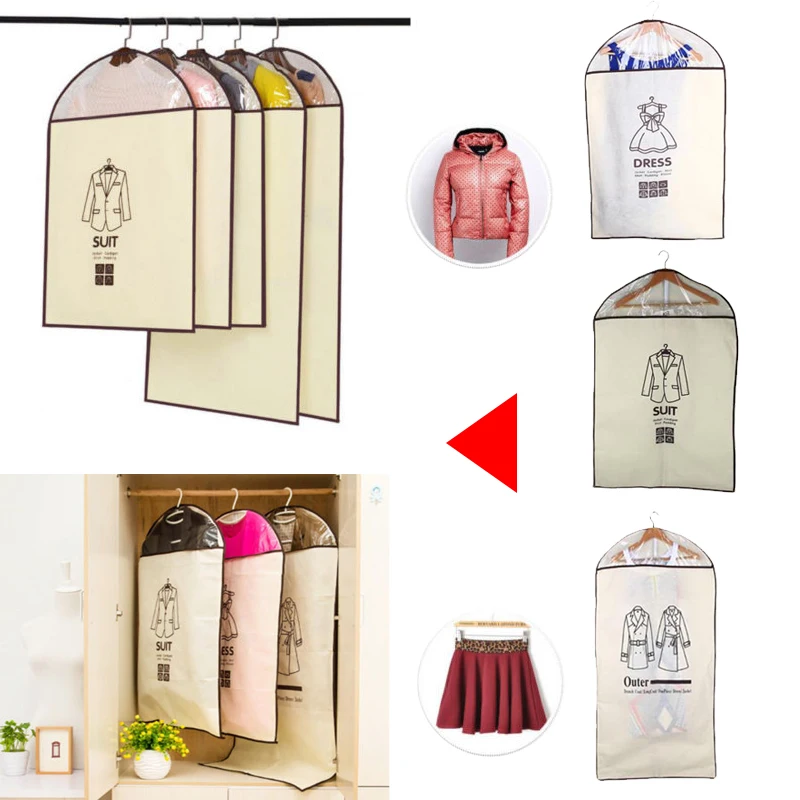 Home Clothes Dress Suit Coat Dustproof Dampproof Cover Garment Storage Carrier