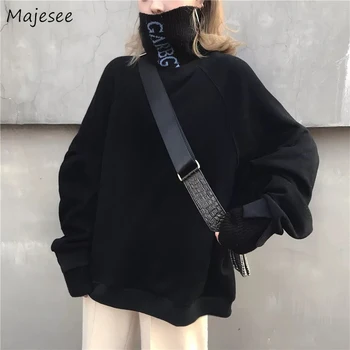 

Hoodies Women Plus Velvet Warm Thicker Womens Winter Pullover Patchwork Fake 2 Piece Ulzzang Korean Style BF Loose 2XL Outwear