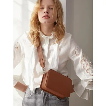 

Square Box Bag Wide Strap Shoulder Bag Simple PU Leather Handbags Women High Quality Crossbody Messenger Bags For Women