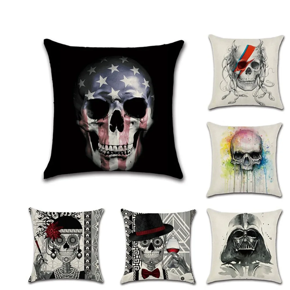 

Halloween Theme Linen Sofa Decorative Skeleton Cushion Cover Pillow Cover 45*45cm