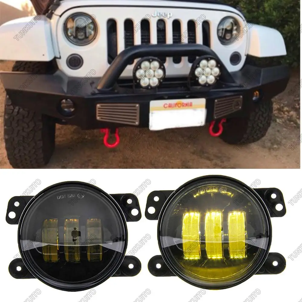 

1pcs 4" Inch LED Fog Lights Amber Yellow Led Chip Driving Offroad Fog Light | for 07-18 Jeep Wrangler JK Unlimited JK Foglights