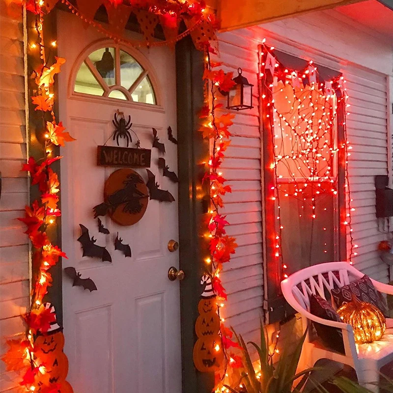 Украшения на хэлоуин популярный товар Искусственный Красный кленовые листья