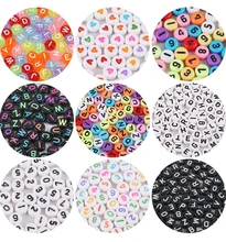 

100pc 6mm Acrylic Random Mixed Square Flat Alphabet Letter Loose Beads Bracelet Weaving For DIY Accessories Jewelry Making