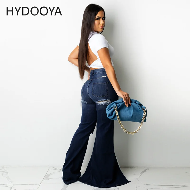 Sense of Design Side High Split Denim Pants for Women High Waist Fur-lined Flare Trousers Retro Female Hole Ripped Jeans 90s 00s