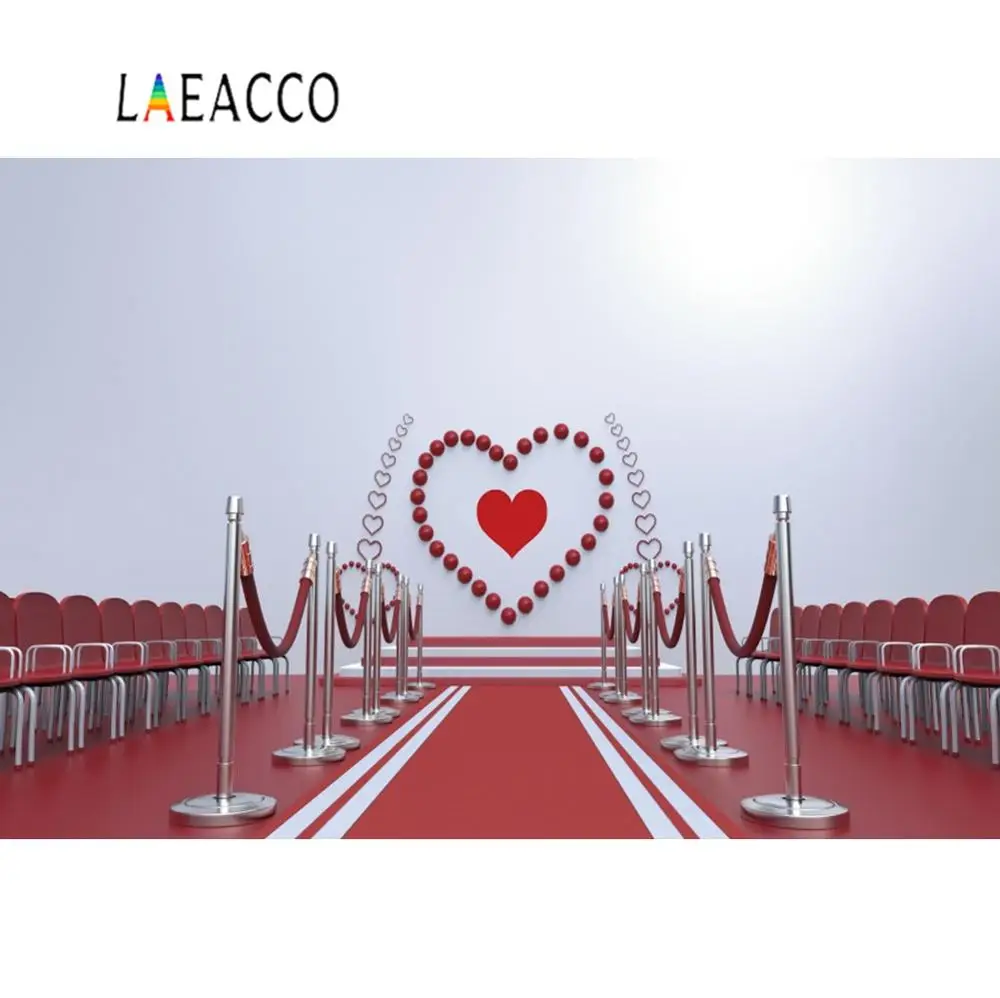 

Laeacco Wedding Stage Balloons Love Heart Red Carpet Party Celebration Photography Background Photographic Backdrop Photo Studio