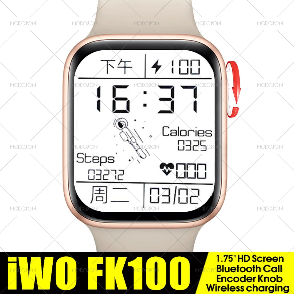 1 75 Inch Smart Watch Iwo Fk100 Series 6 Bluetooth Call Heart Rate Custom Faces Smartwatch Pk Iwo Fk 16 17 W98 W26 Smart Watch Aliexpress Mobile