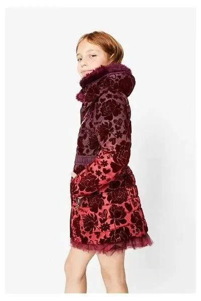 Хлопковое пальто из флока в стиле пэчворк для девочек