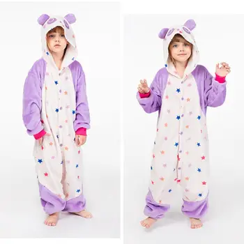 

Kids Cosplay Winter Flannel Sleepwear Cute Panda Animal Hooded One Piece Pajamas