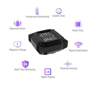 

Wireless LCD Motorcycle TPMS Real Time Tire Pressure Monitor Systems+2 External Internal Sensors