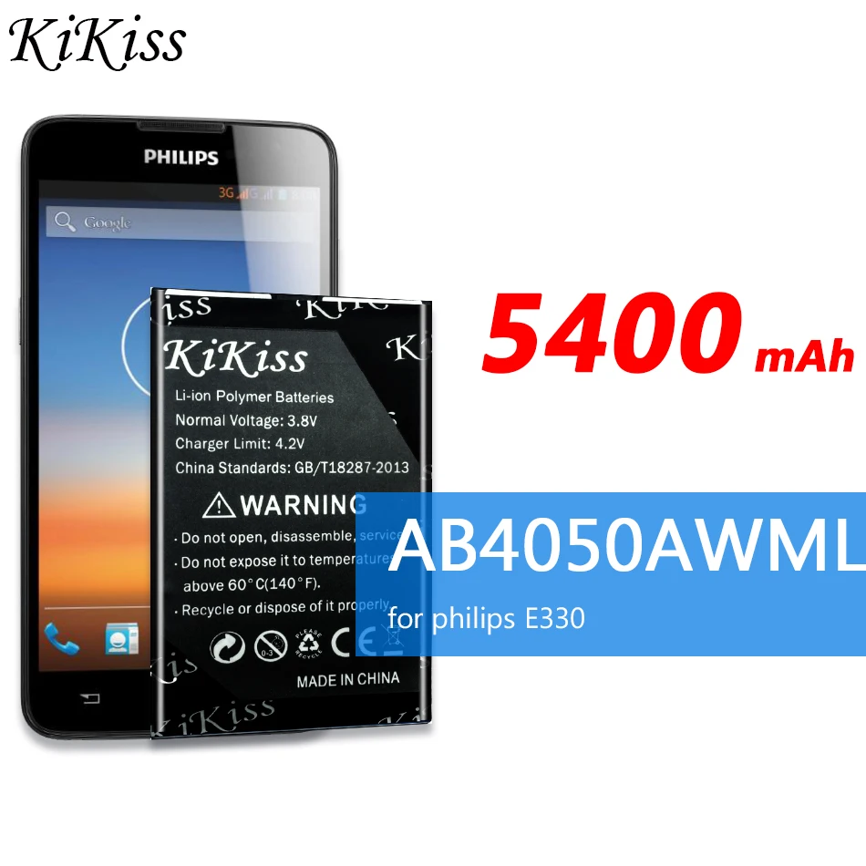 AB4050AWML 5400 мАч для philips E330 батарея большой емкости для philips E330