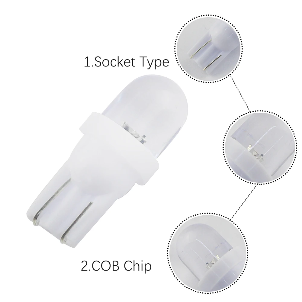 1х Автомобильный светодиодный габаритный фонарь T10 CAN-шина COB 1SMD W5W 194 168 501 автомобильный внутренний свет без ошибок Белый Клин боковая лампа 12 В