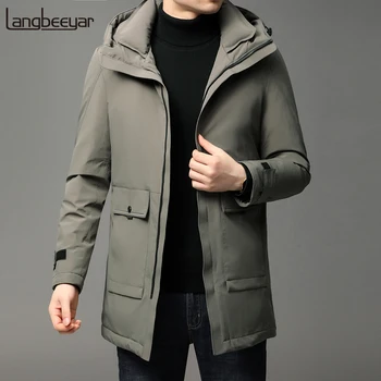 

2020 New Brand Casual Fashion Winter 90% Wihte Duck Down Parka Long Men Windbreaker With Hooded Jacket Coats Men's Clothing
