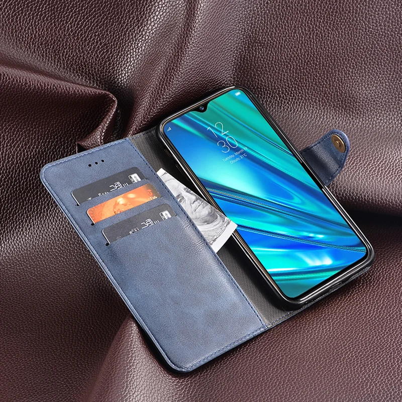 Деловой кожаный чехол для OPPO Realme 5, роскошный винтажный Чехол-книжка с бумажником для OPPO Realme 5 RMX1911, ретро Чехол 6,5 дюйма
