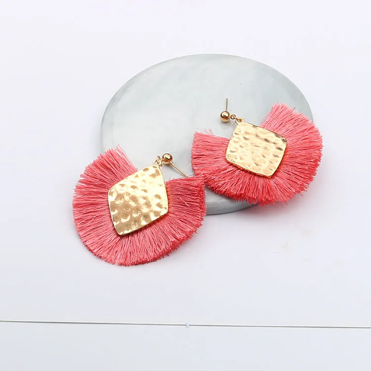 Bohemian Fanshaped Tassel Earrings Statement Korean Earrings Indian Boho Fashion Jewelry Orecchini Donna Kolczyki Damskie